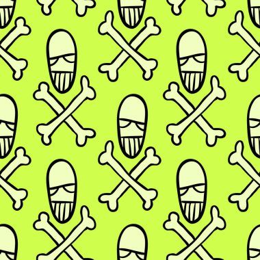 Cadılar Bayramı kutlama kafatasları dikişsiz desen