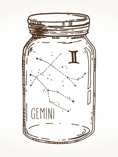 Gemini Zodiac značka v masových sklenkách — Stockový vektor