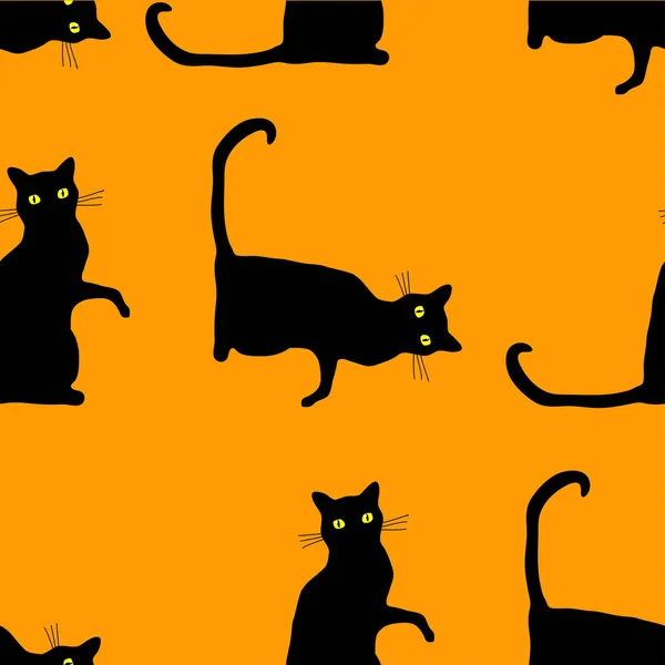 할로윈 고양이 패턴 — 스톡 벡터