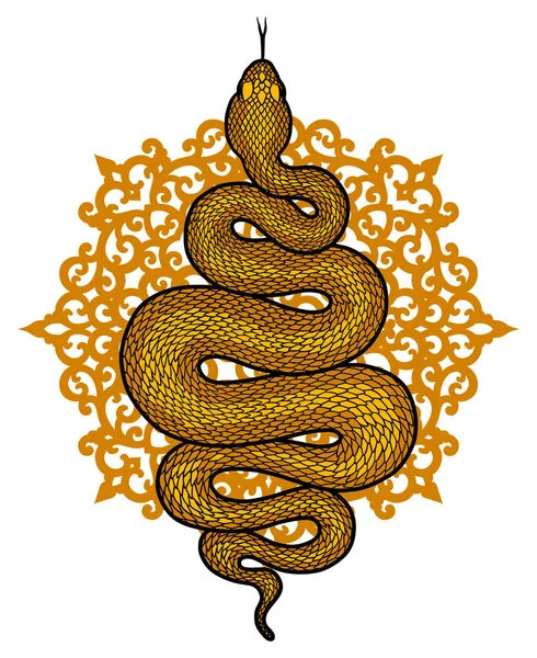 Τυλιγμένο φίδι Λεπτομερής απεικόνιση — Διανυσματικό Αρχείο