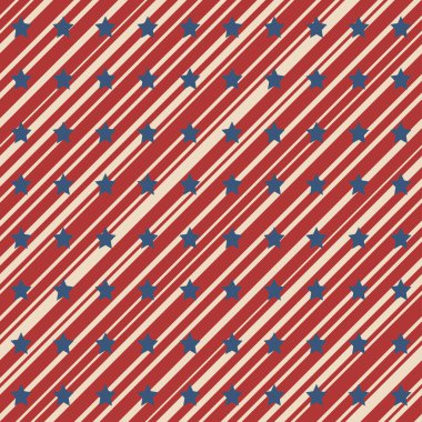 Amerikan vatansever yıldızları ve çizgileri klasik renklerde kusursuz desenler. Bağımsızlık günü vektör arkaplanı.
