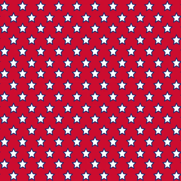 American Patriotic Stars Seamless Pattern Bright Red Blue White Independence — Stock Vector