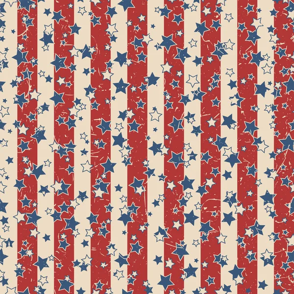 Stelle Patriottiche Americane Strisce Strutturate Senza Cuciture Colori Vintage Giorno — Vettoriale Stock