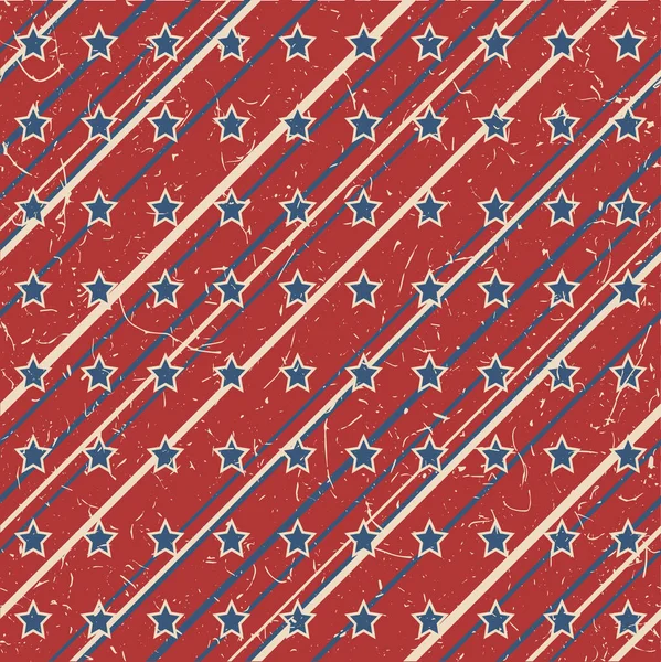 American Patriotic Stars Stripes Textured Seamless Pattern Vintage Colors Independence — Stock Vector