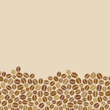 Kavrulmuş kahve çekirdekleri boş kare çerçeve. Grafik menü şablonu vektör çizimi.