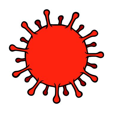 Coronavirus hücre ikonu, 2019-nCoV pandemik vektör çizimi, beyaz üzerine kırmızı izole edilmiş. Enfeksiyon yok. Tehlikeli virüs konseptini durdur.