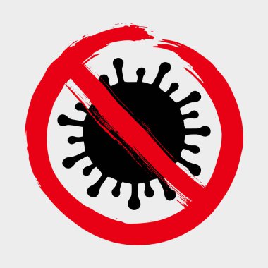 Coronavirus hücre kavramını durdur. 2019-nCoV pandemik vektör çizimi beyazın üzerinde izole edildi. Enfeksiyon yok..