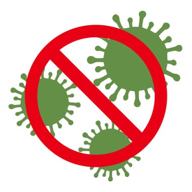 Coronavirus hücre kavramını durdur. 2019-nCoV pandemik vektör çizimi beyazın üzerinde izole edildi. Enfeksiyon yok..
