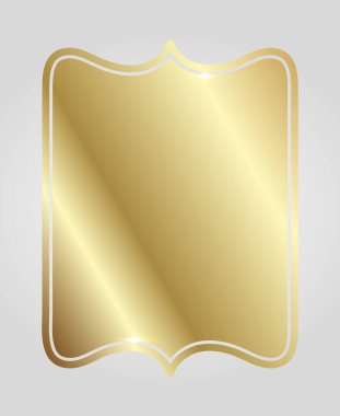 Açık gri arkaplanda izole edilmiş altın gibi parlak zarif bir çerçeve. Altın metal lüks boş sınır. Vektör arkaplan resimleme şablonu.