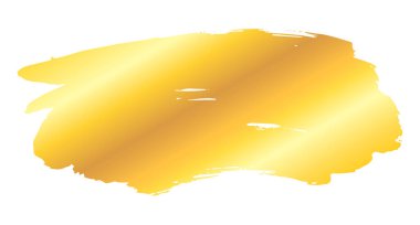 Beyaz arka planda izole edilmiş sanatsal grunge altın fırça darbesi. Metal parlak altın tasarım element vektör çizimi.