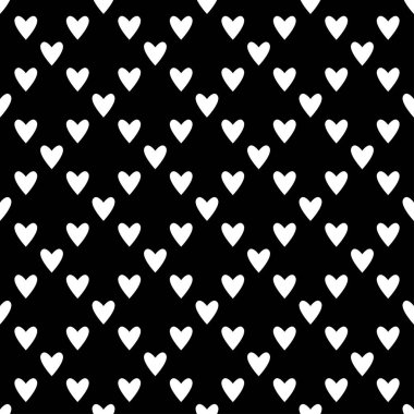 Siyah beyaz kusursuz kalp desenleri. Sevgililer Günü fayans arka planı. Romantik vektör deseni.