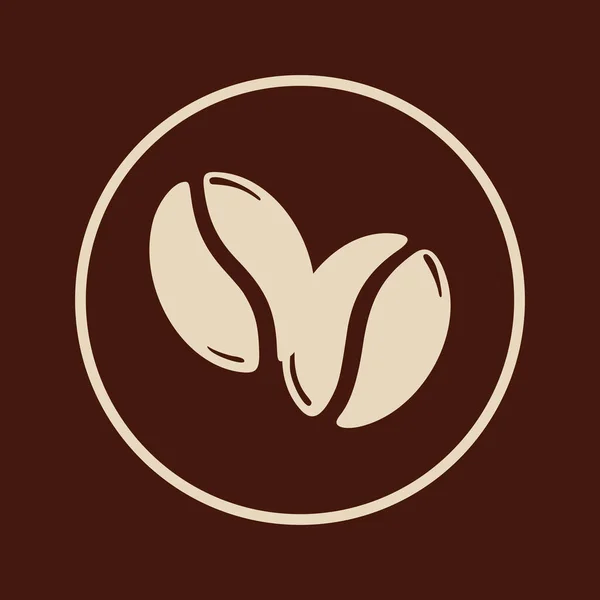 Deux Grains Café Torréfiés Cercle Symbole Icône Caféine Illustration Vectorielle — Image vectorielle