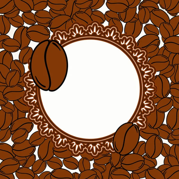 Grains Café Torréfiés Éparpillés Cadre Vierge Illustration Vectorielle Modèle Menu — Image vectorielle