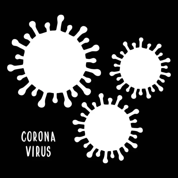 Set Cellule Coronavirus Illustrazione Vettoriale Pandemica 2019 Ncov Isolato Nero — Vettoriale Stock