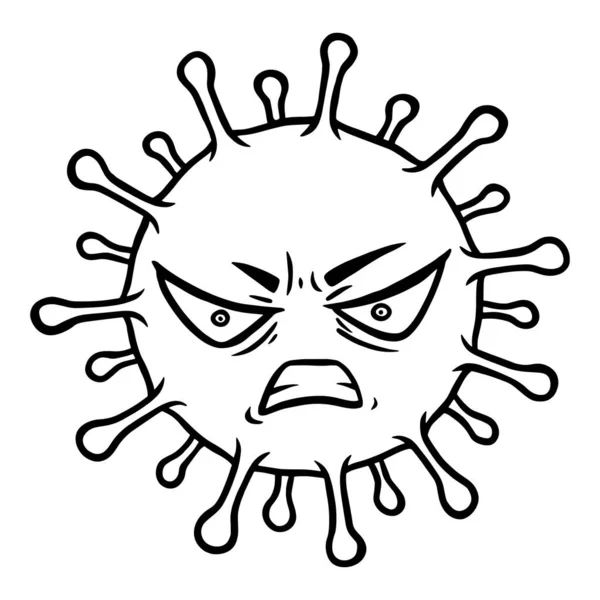 Coronavirus Cell Evil Character 2019 Ncov Pandemic Vector Contour Illustration - Stok Vektor