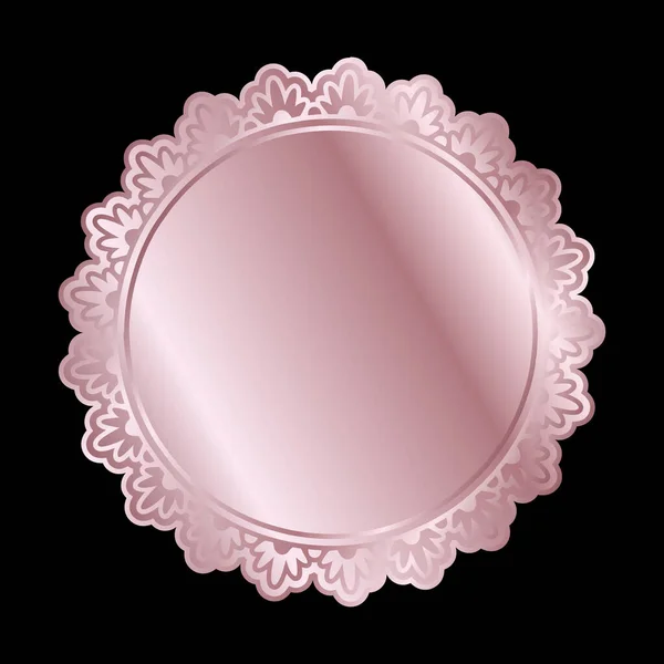 玫瑰金光闪闪 光彩夺目的圆形框架被隔离在黑色之上 粉红金属 华丽的空白边框 矢量背景说明模板 — 图库矢量图片
