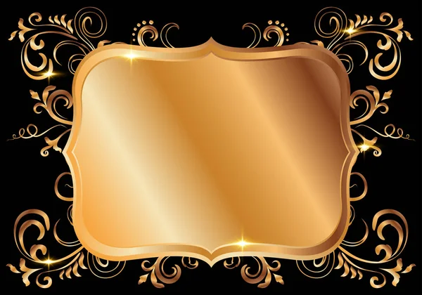 金光闪闪的华丽框架隔离在黑色之上 金金属豪华典雅的空白边框 矢量背景说明模板 — 图库矢量图片