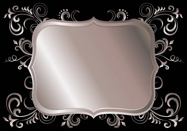 玫瑰金光闪闪的维多利亚华丽的身躯隔离在黑色之上 粉红金属 华丽的空白边框 矢量背景说明模板 — 图库矢量图片