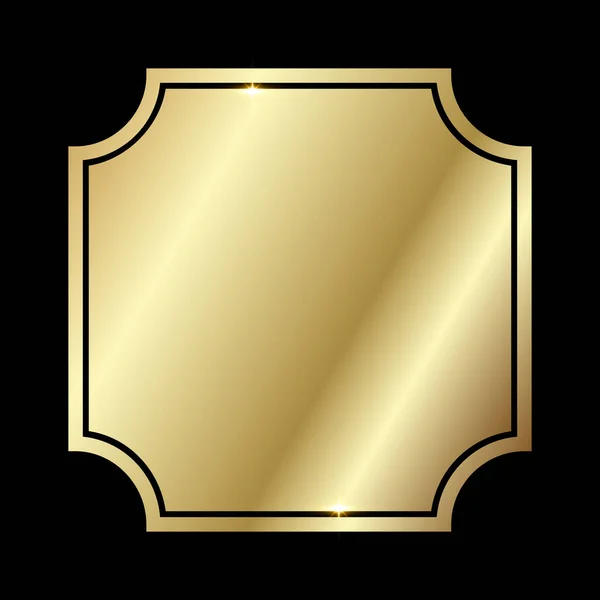 Goldener Glänzender Vintage Eleganter Rahmen Isoliert Über Schwarzem Hintergrund Goldmetall — Stockvektor