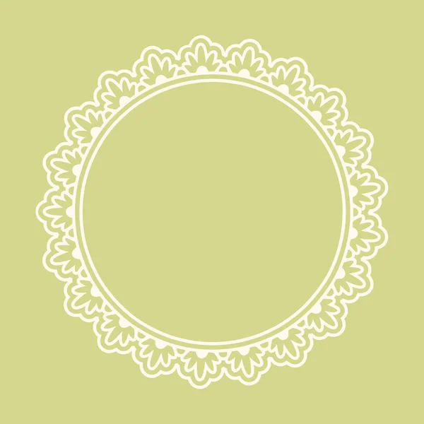 Doodle Retro Floral Moldura Redonda Ornamental Branco Isolado Sobre Pastel —  Vetores de Stock