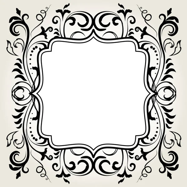 Elegante Bloemen Ornamentale Blanco Frame Zwart Geïsoleerd Wit Victoriaanse Barokke — Stockvector