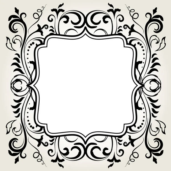 Moldura Branco Ornamental Floral Elegante Preto Isolado Sobre Branco Vitoriano —  Vetores de Stock