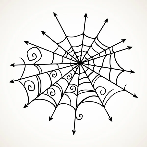 Ragnatela Ornata Disegnato Mano Halloween Simbolo Elemento Design Celebrazione Illustrazione — Vettoriale Stock