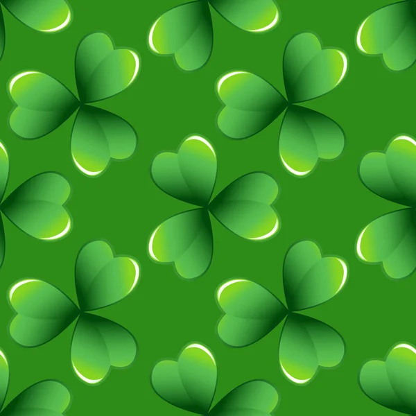 Green Clover Leaves Vector Seamless Pattern Nature Spring Background Irish — Stock Vector