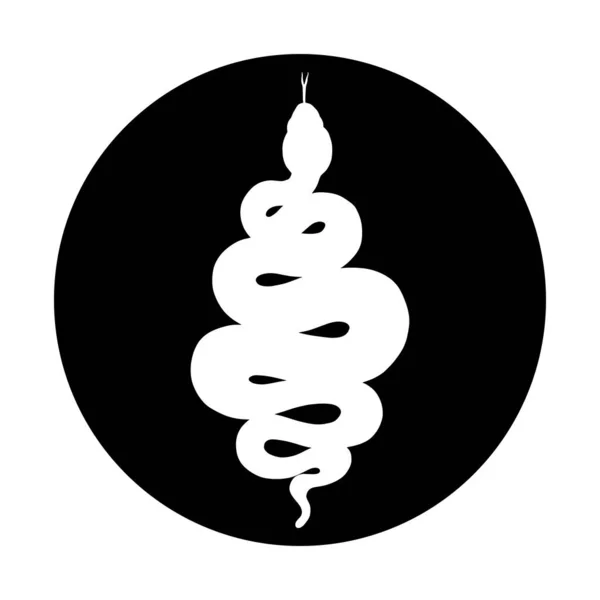 Illustration Silhouette Serpent Enroulé Serpent Tribal Cercle Noir Isolé Sur — Image vectorielle