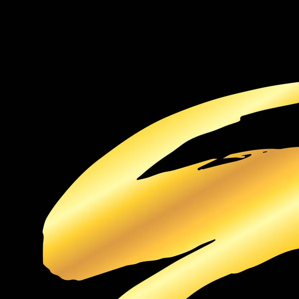 黒の背景に金色の芸術的なグランジブラシペイントストローク 金属光沢のある金の背景ベクトル図 — ストックベクタ