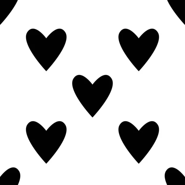 黑白相间的无缝心图案 情人节的瓷砖背景 浪漫的矢量模式 — 图库矢量图片