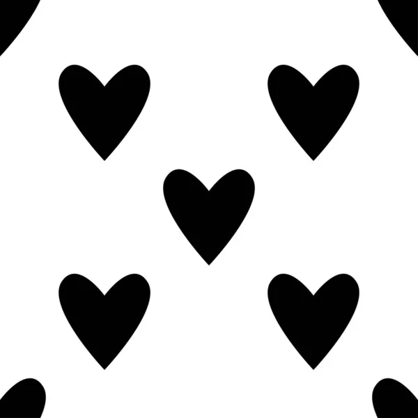 Patrón Corazones Sin Costuras Blanco Negro Fondo Baldosas San Valentín — Vector de stock