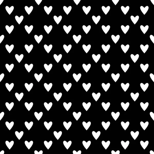 Patrón Corazones Sin Costuras Blanco Negro Fondo Baldosas San Valentín — Vector de stock