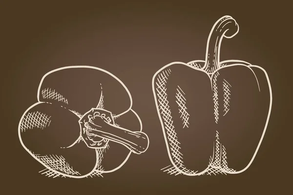 Два Сладких Перца Изолированы Овощной Элемент Дизайна Фермерского Рынка Вегетарианский — стоковый вектор