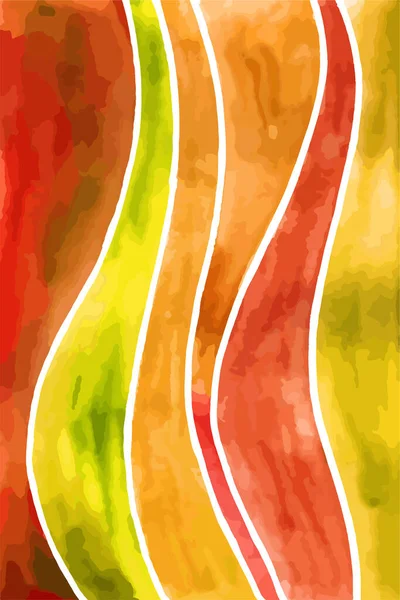 Abstract Geel Oranje Rode Golven Vector Aquarel Schilderen Kunst Textuur — Stockvector