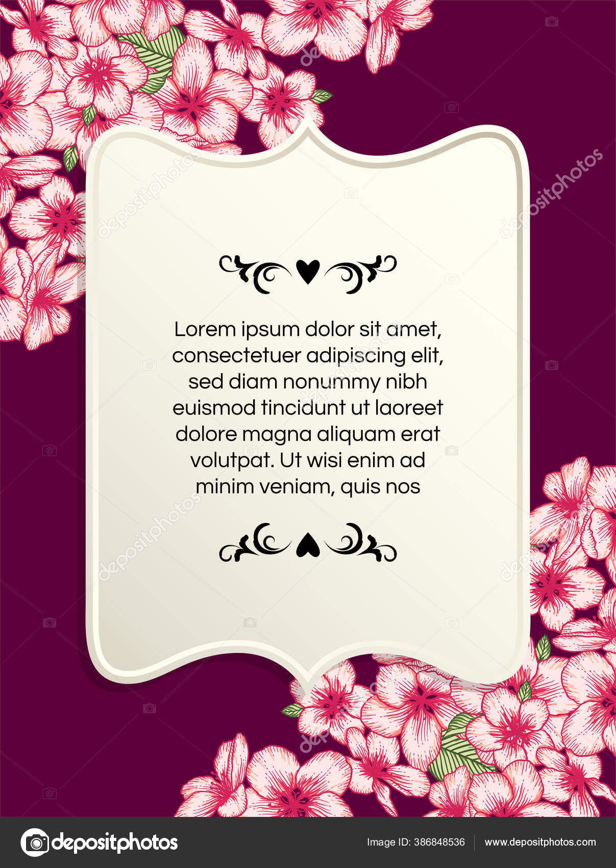 Vektor Botani Undangan Pernikahan Bunga Templat Kartu Merah Muda Yang Stok Vektor C De Kay 386848536