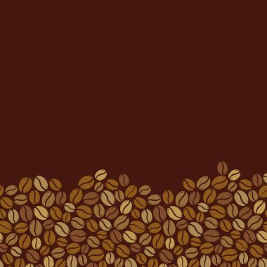 Koyu kahverengi çerçeveli kavrulmuş kahve çekirdekleri. Grafik menü şablonu vektör çizimi.