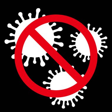 Coronavirus hücre kavramını durdur. 2019-nCoV salgın vektör çizimi siyah üzerine izole edildi. Enfeksiyon yok..