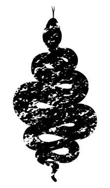 Sarılmış yılan vektör çizimi. Kabile yılanı desenli siluet tasarımı beyaz arkaplan üzerinde siyah izole.