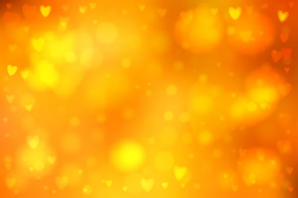 アブストラクトハート型のライト付き滑らかなぼかしオレンジの背景 — ストックベクタ