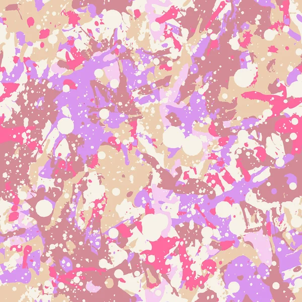Brown Pink Paint Splashes Seamless Pattern Abstract Multicolor Vector Background — Stock Vector