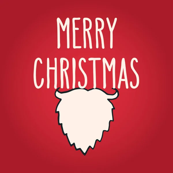 Frohe Weihnachten Handgezeichnete Grußkarte Mit Weihnachtsmann Bart Vektor Winterurlaub Illustration — Stockvektor