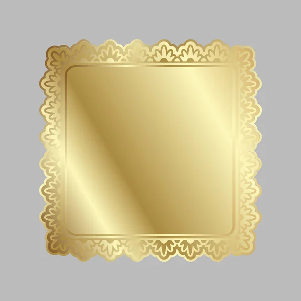 Gouden Glanzende Gloeiende Sierlijke Vierkante Frame Geïsoleerd Lichtgrijs Goud Metaal — Stockvector