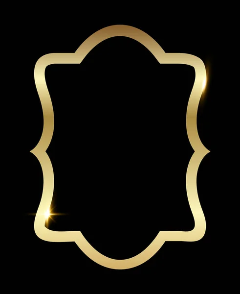 Goldener Glänzender Vintage Eleganter Rahmen Isoliert Über Schwarzem Hintergrund Goldmetall — Stockvektor
