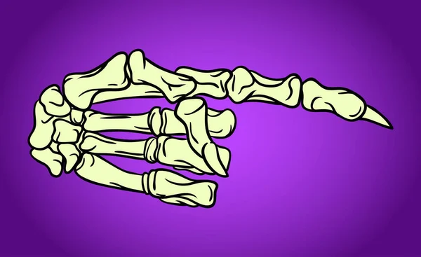Скелетная Рука Указательным Пальцем Ручной Рисунок Хэллоуин Открытка Празднование Элемент — стоковый вектор