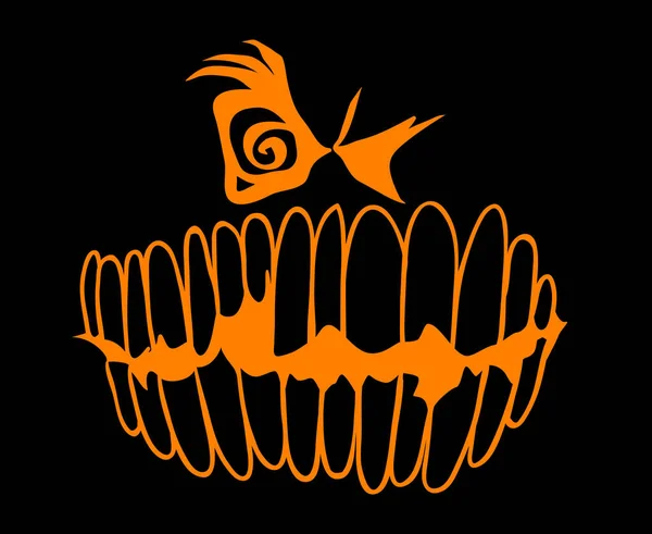 Wyrzeźbiona Zła Uśmiechnięta Dyniowa Twarz Jacka Latarnika Ręcznie Rysowane Halloween — Wektor stockowy