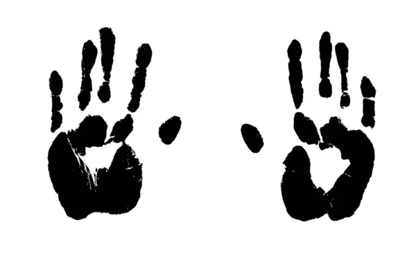 Abdruck Menschlicher Hände Handflächenabdrücke Schwarz Isoliert Über Weiß Vektorgrunge Illustration — Stockvektor