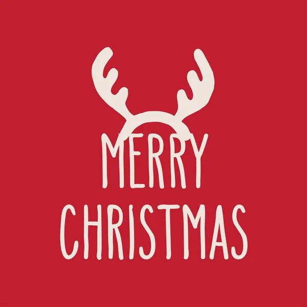 Weihnachten Handgezeichnete Grußkarte Mit Hirschgeweih Und Handgeschriebenen Frohe Weihnachten Worten — Stockvektor