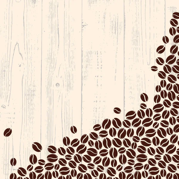 Boş Çerçevede Kavrulmuş Kahve Çekirdekleri Grafiksel Menü Ahşap Sade Şablon — Stok Vektör