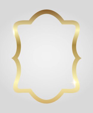 Beyaz arka planda izole edilmiş altın gibi parlak, zarif bir çerçeve. Altın metal lüks boş dikdörtgen kenar. Vektör arkaplan resimleme şablonu.